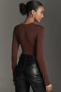 By Anthropologie Layered Cut-Out Bodysuit