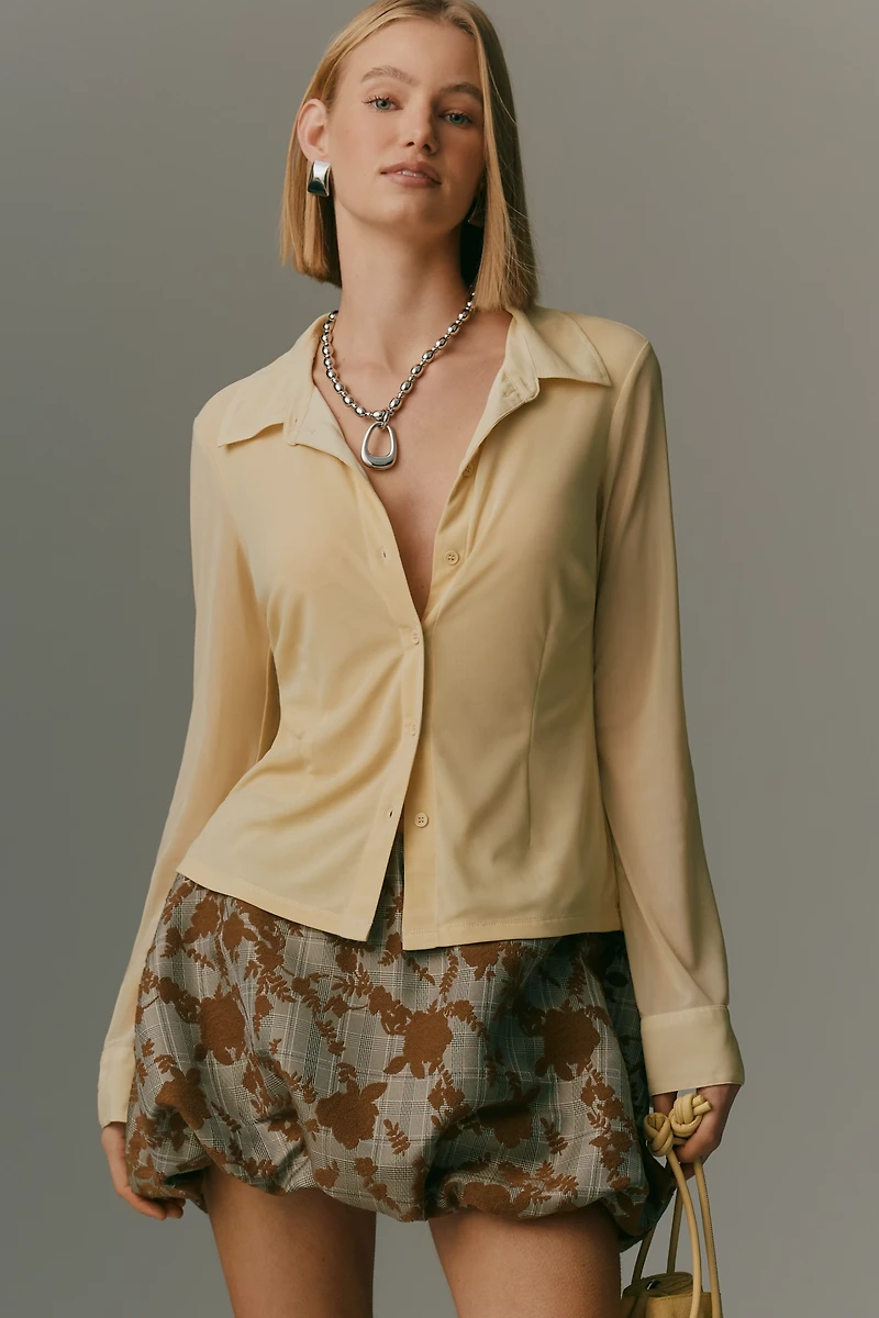 Sanctuary Fitted Mesh Buttondown Shirt