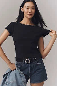 Pilcro Ruffle-Trim Baby Tee