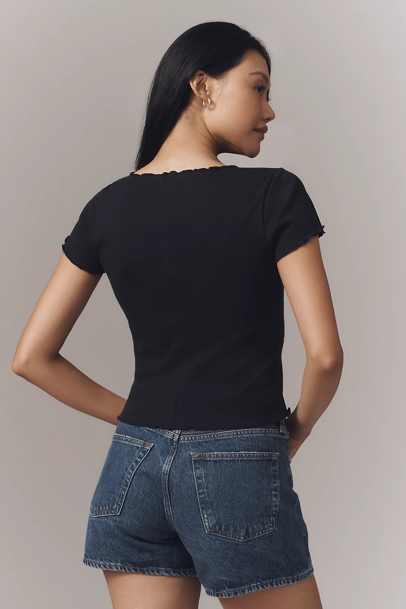Pilcro Ruffle-Trim Baby Tee