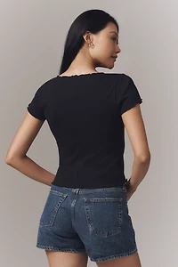 Pilcro Ruffle-Trim Baby Tee