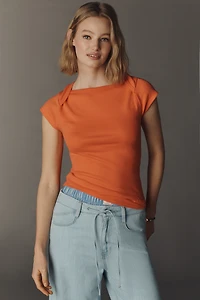 Maeve Cotton Blend Cap-Sleeve Tee