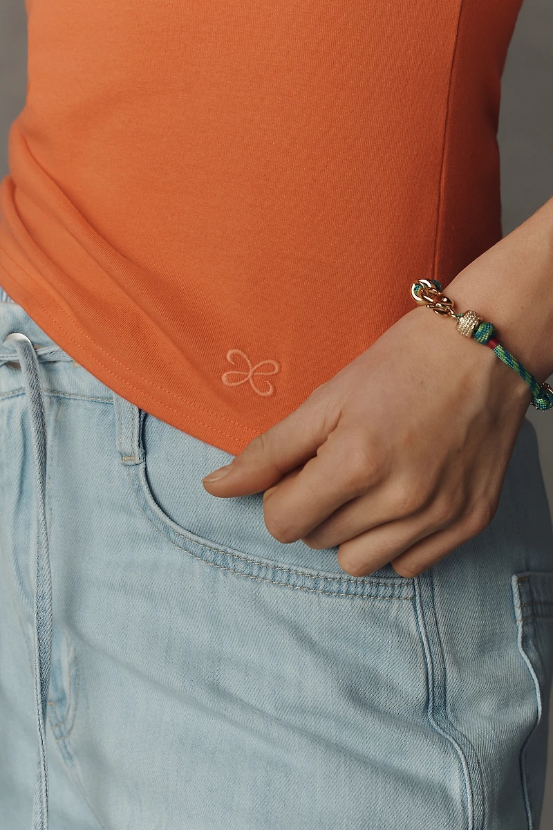 Maeve Cotton Blend Cap-Sleeve Tee