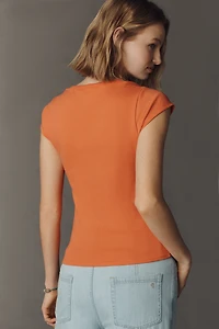 Maeve Cotton Blend Cap-Sleeve Tee