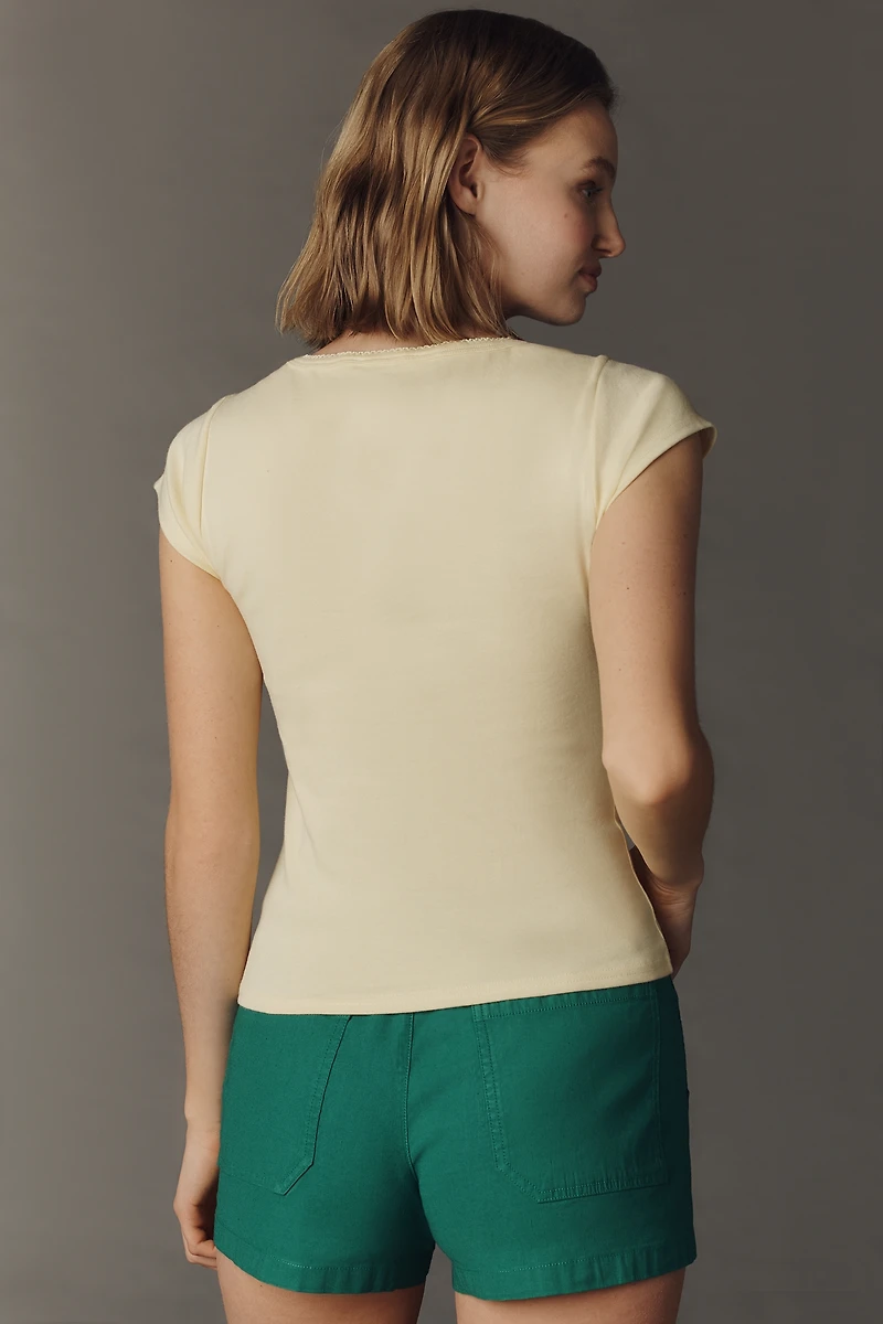 Maeve Cotton Blend Cap-Sleeve Tee