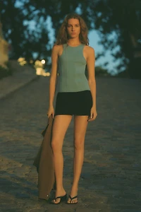 By Anthropologie Corseted Cotton Racer Tank