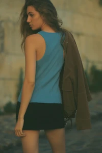 By Anthropologie Corseted Cotton Racer Tank