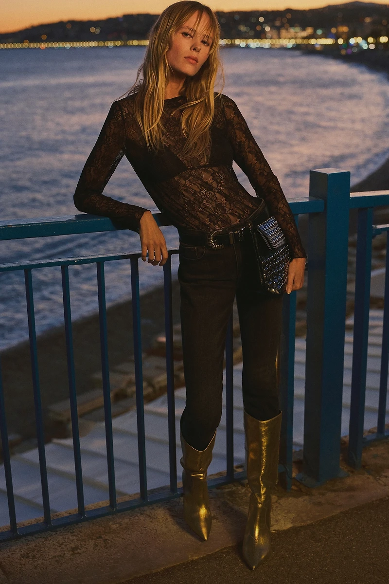 By Anthropologie Lace Layering Turtleneck