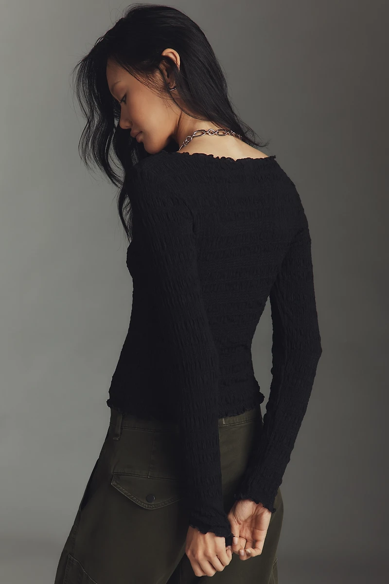 Maeve Textured Long-Sleeve Top