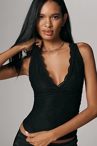 By Anthropologie Lace Plunge Tank