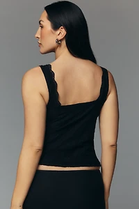 By Anthropologie Lace Plunge Tank