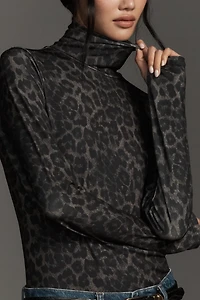 Essentiel Antwerp Long-Sleeve Leopard Turtleneck Top