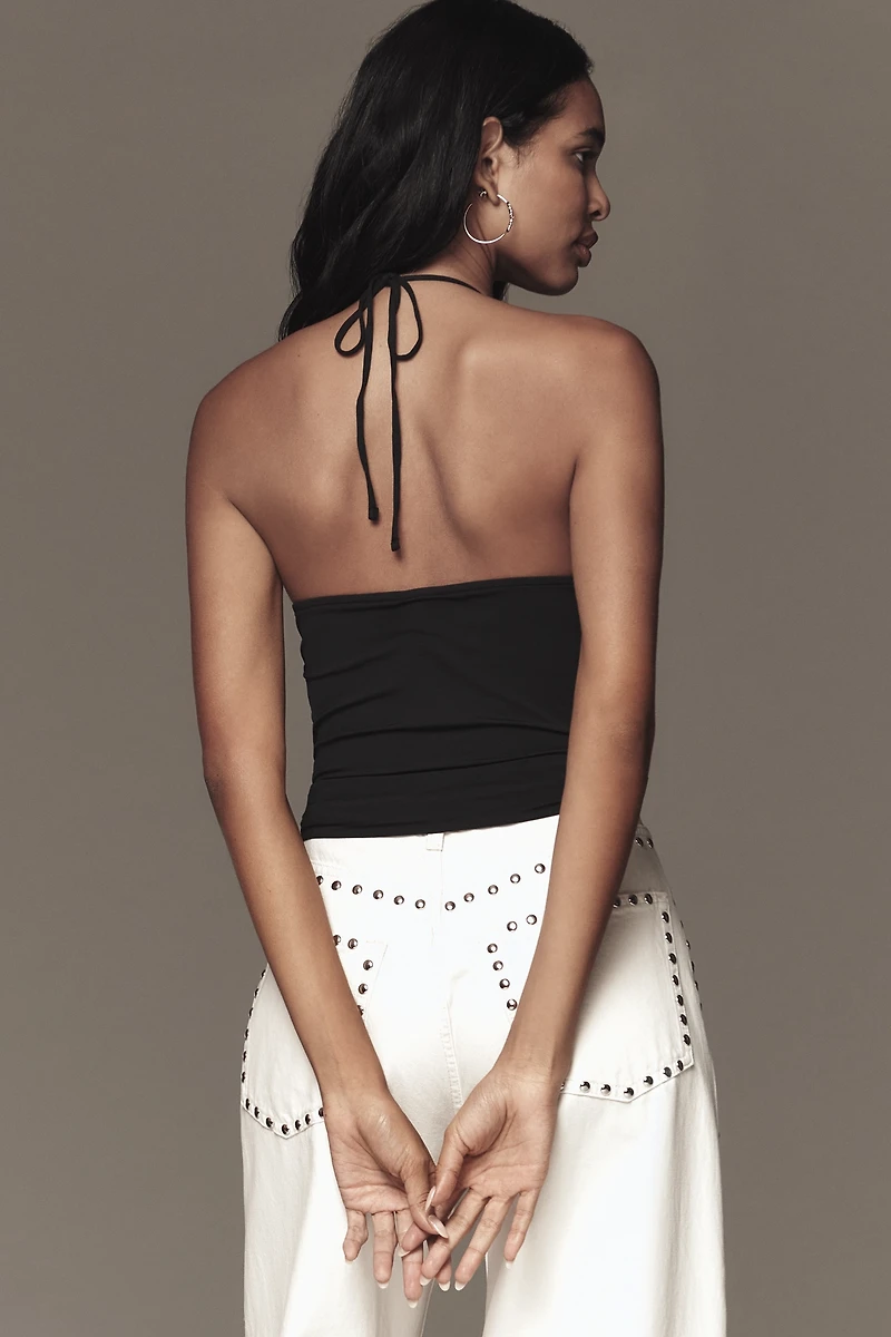 Maeve Ruched Halter Tank Top