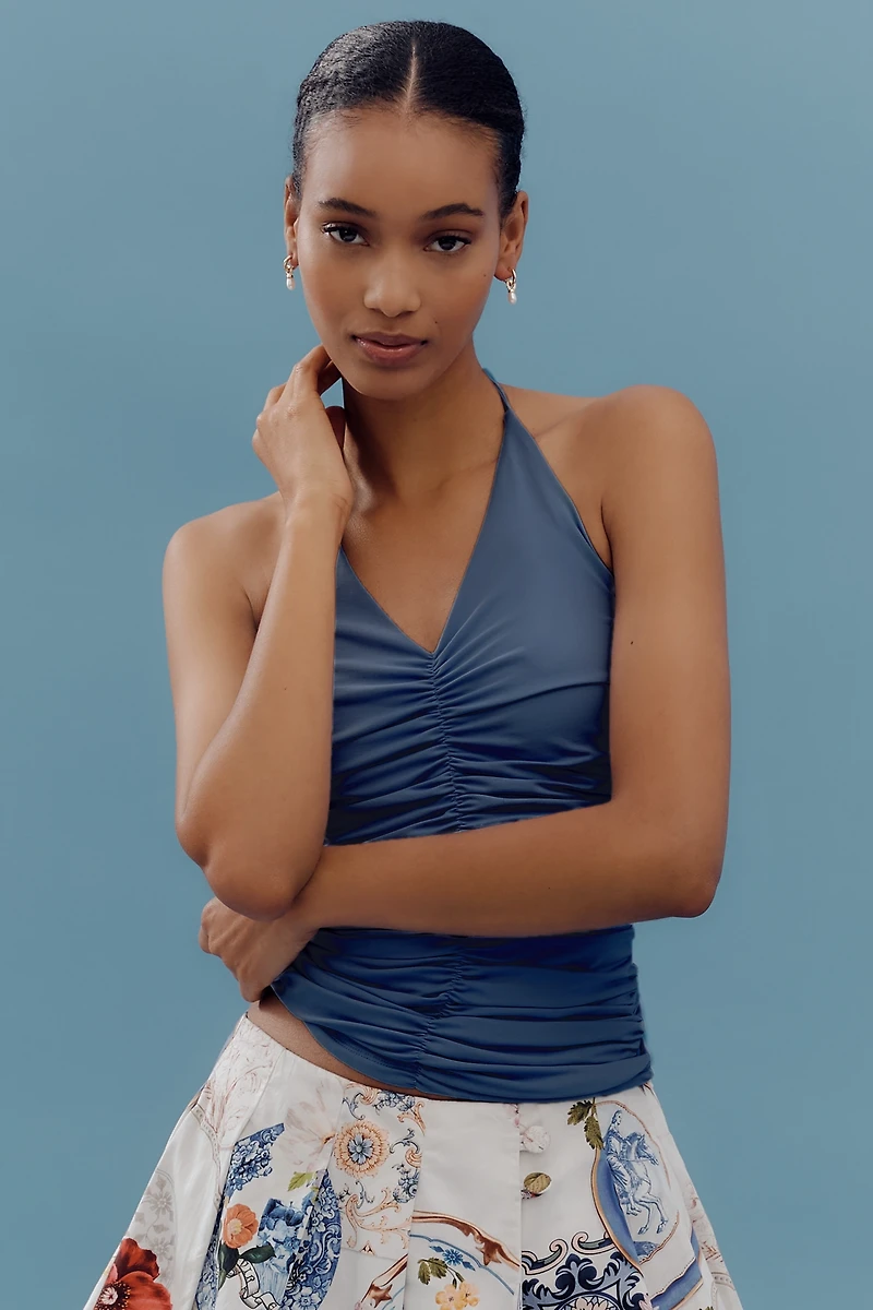 Maeve Ruched Halter Tank Top