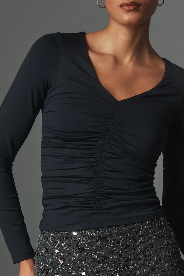 misha glacier long-sleeve ruched maxi dress A true masterpiece The Misha Glacier Maxi melts to your shape, falls effortlessly, and feels like butter!!! WE ARE OBSESSED
