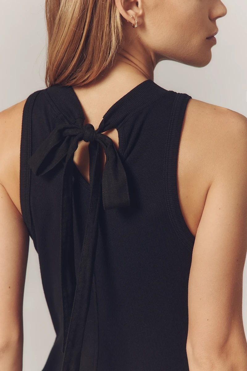 Stateside Linen Blend Bubble-Hem Mini Dress