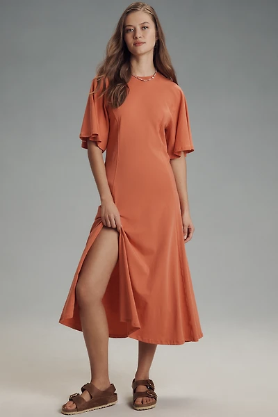 Nation Los Angeles Miley Short-Sleeve Raglan Midi Dress