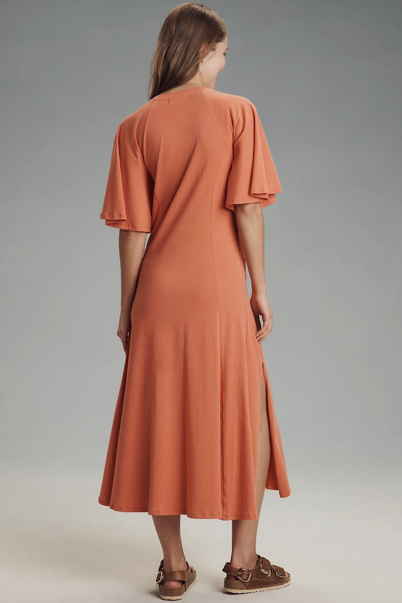 Nation Los Angeles Miley Short-Sleeve Raglan Midi Dress