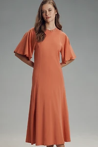Nation Los Angeles Miley Short-Sleeve Raglan Midi Dress