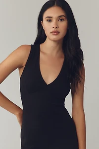 Nation Los Angeles Camel Sleeveless V-Neck Midi Dress