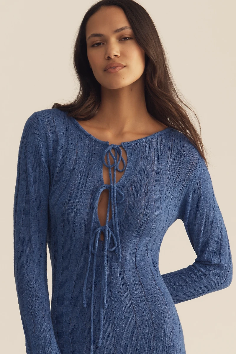 Sunday Brooklyn Cutout Long-Sleeve Midi Sweater Dress