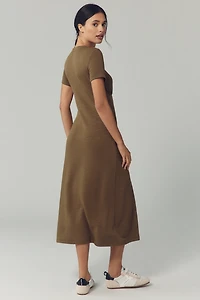 Daily Practice Short-Sleeve Midi Shirt Dress
