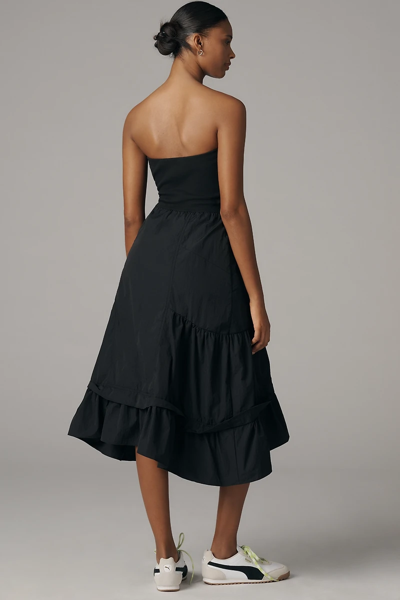 Daily Practice Strapless Drop-Waist Tiered Dress