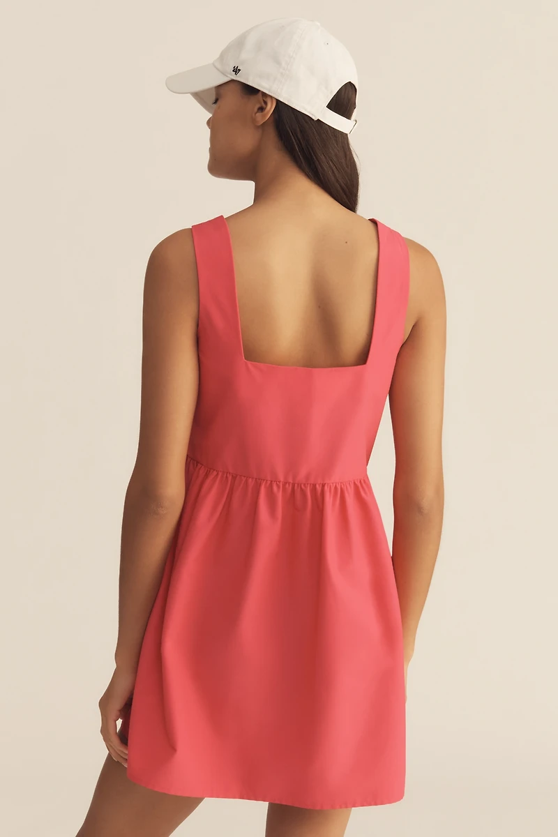 Daily Practice Sleeveless Split-Neck Mini Dress