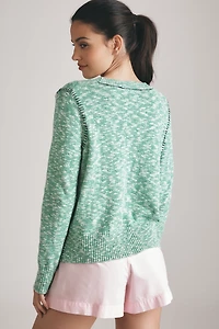 Sundry Baseball-Stitch Crew-Neck Sweater