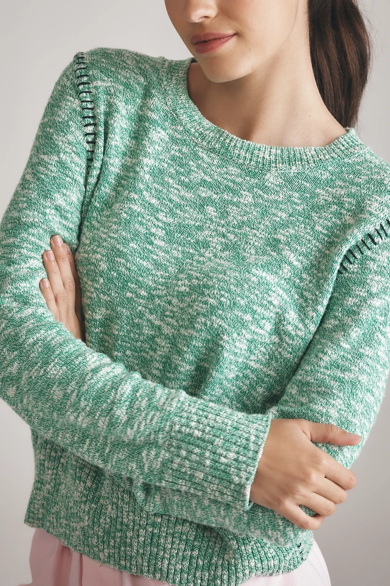 Sundry Baseball-Stitch Crew-Neck Sweater
