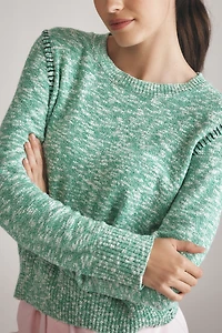 Sundry Baseball-Stitch Crew-Neck Sweater