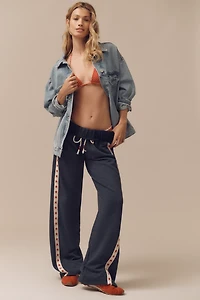 Sundry Vintage Terry Side-Stripe Wide-Leg Track Pants