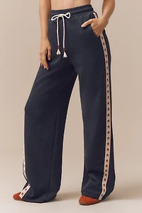 Sundry Vintage Terry Side-Stripe Wide-Leg Track Pants