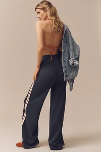 Sundry Vintage Terry Side-Stripe Wide-Leg Track Pants