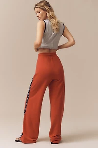 Sundry Vintage Terry Side-Stripe Wide-Leg Track Pants