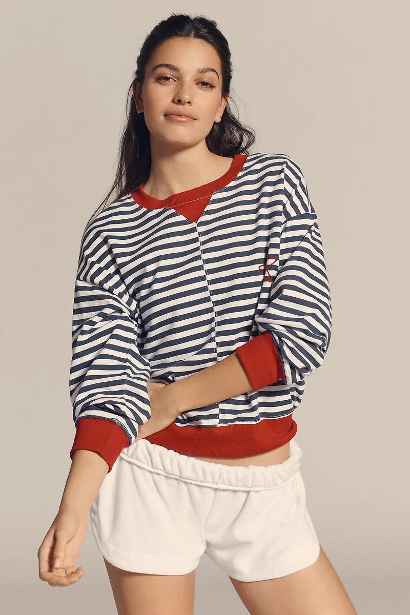 Sundry Stripe Long-Sleeve Pullover Top