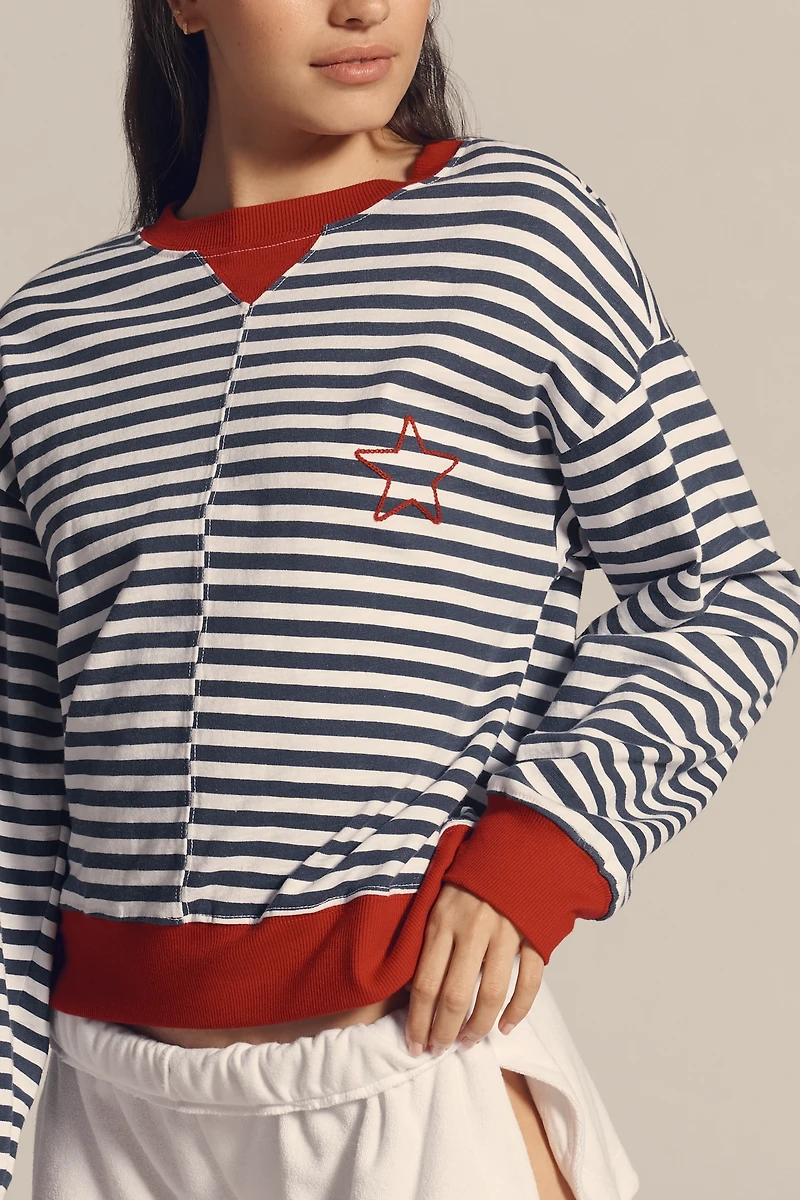 Sundry Stripe Long-Sleeve Pullover Top