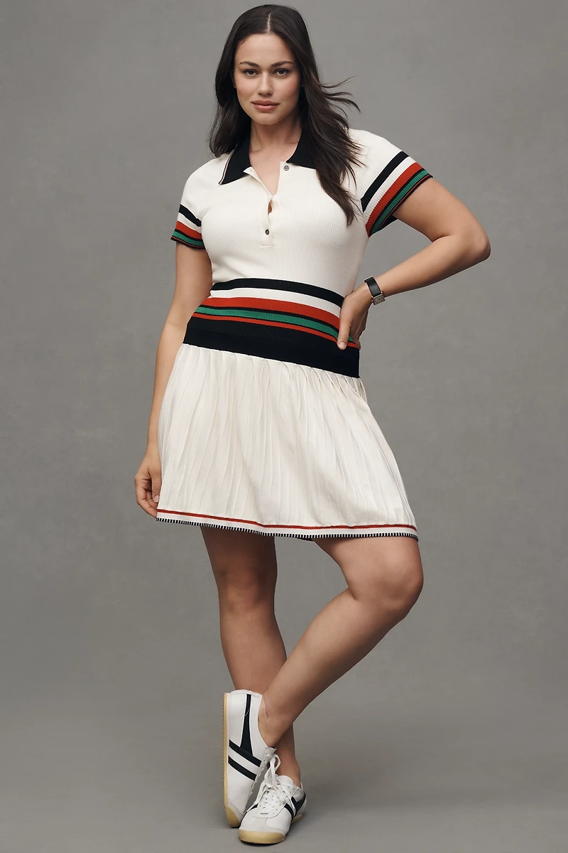 Daily Practice Check Mark Polo Knit Mini Dress
