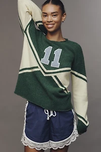 Daily Practice Long Jump Lace-Trim Drawstring Shorts