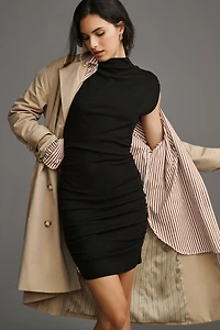 Michael Stars Gia Ribbed Power Shoulder Mini Dress