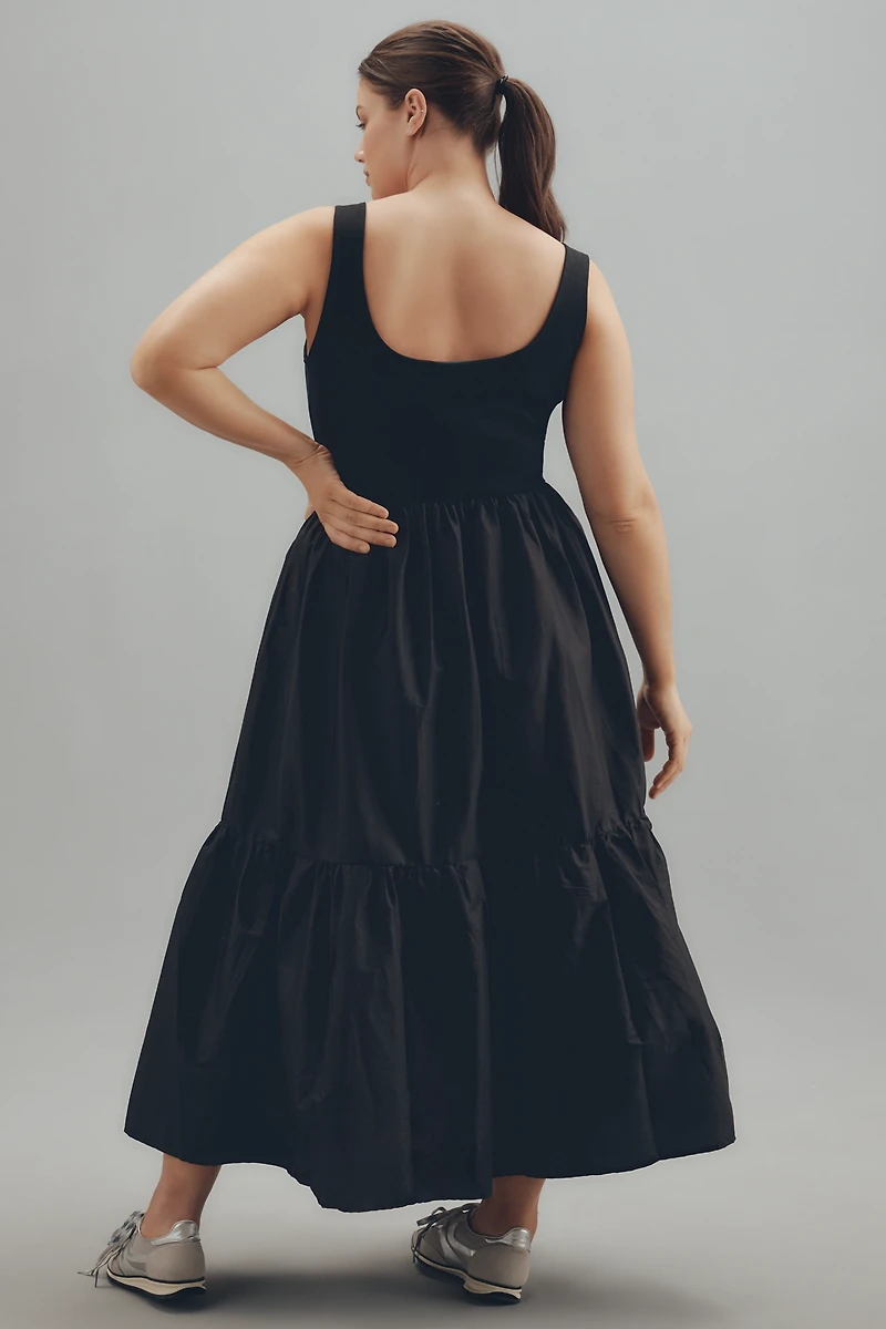 Eloquii Plus Sleeveless Twofer Tiered Maxi Dress