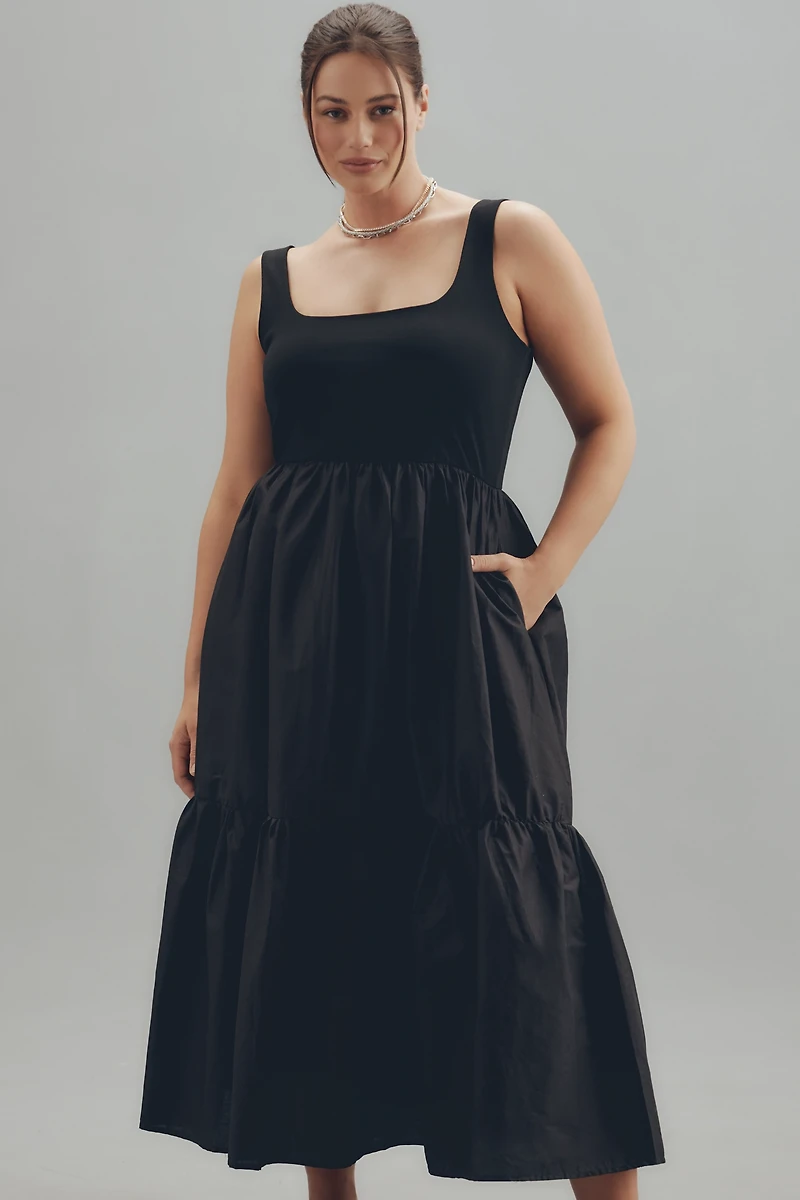 Eloquii Plus Sleeveless Twofer Tiered Maxi Dress