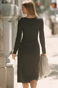 Daily Practice Long-Sleeve Square-Neck Midi Dress