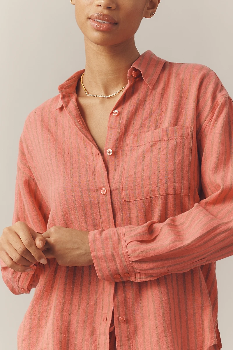 Z Supply Perfect Striped Long-Sleeve Buttondown Shirt
