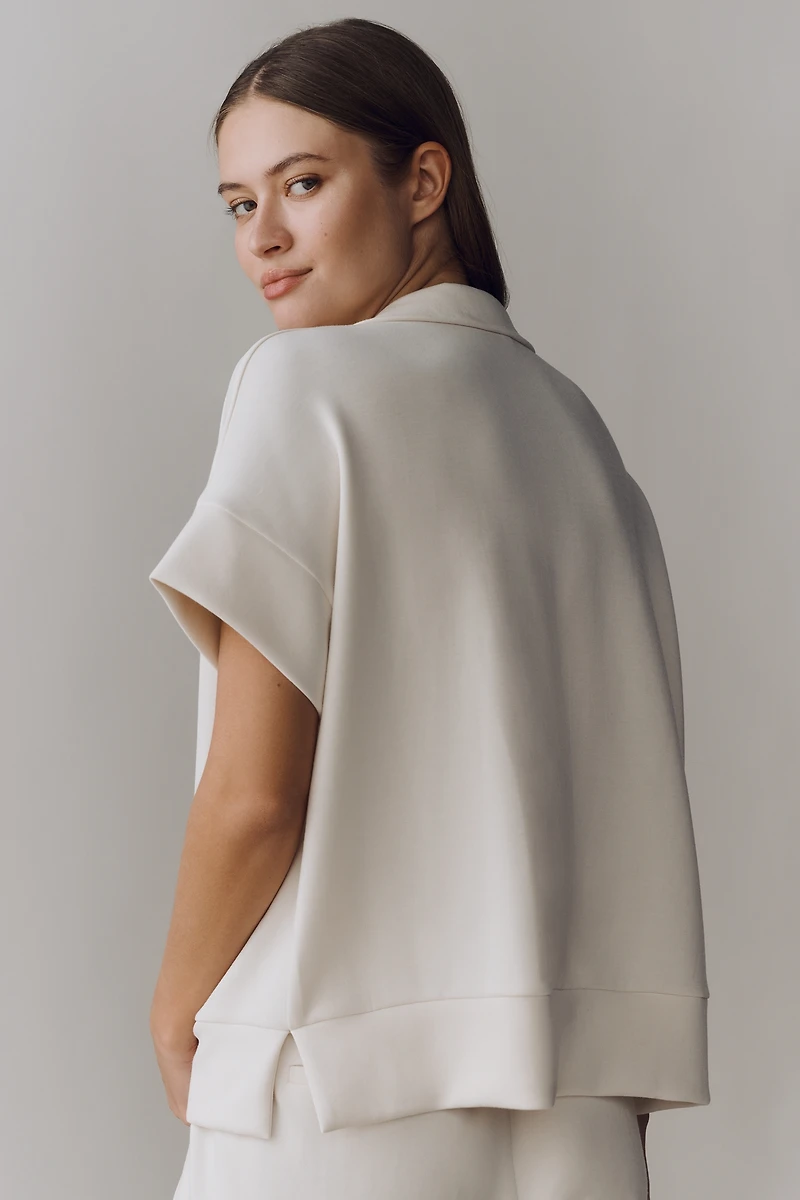Bernardo Short-Sleeve Half-Zip Knit Pullover