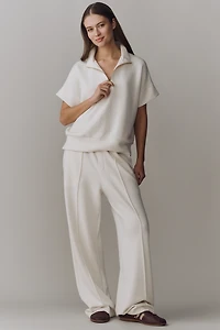 Bernardo Short-Sleeve Half-Zip Knit Pullover