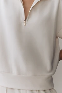 Bernardo Short-Sleeve Half-Zip Knit Pullover