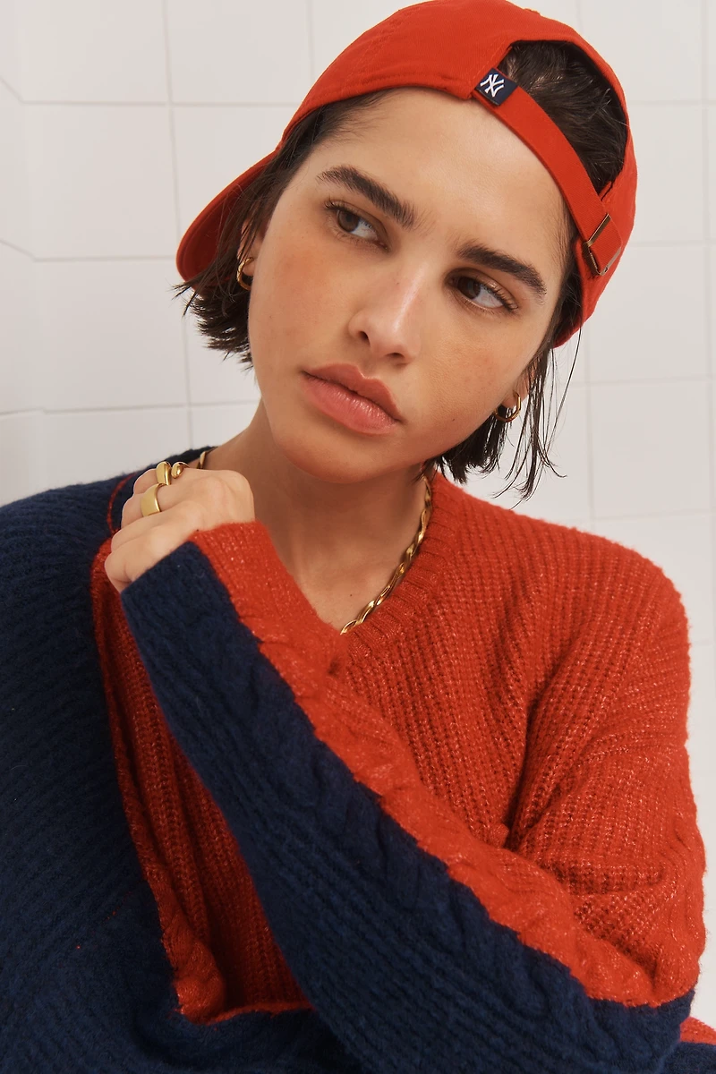 Sundry Long-Sleeve Colorblock Sweater