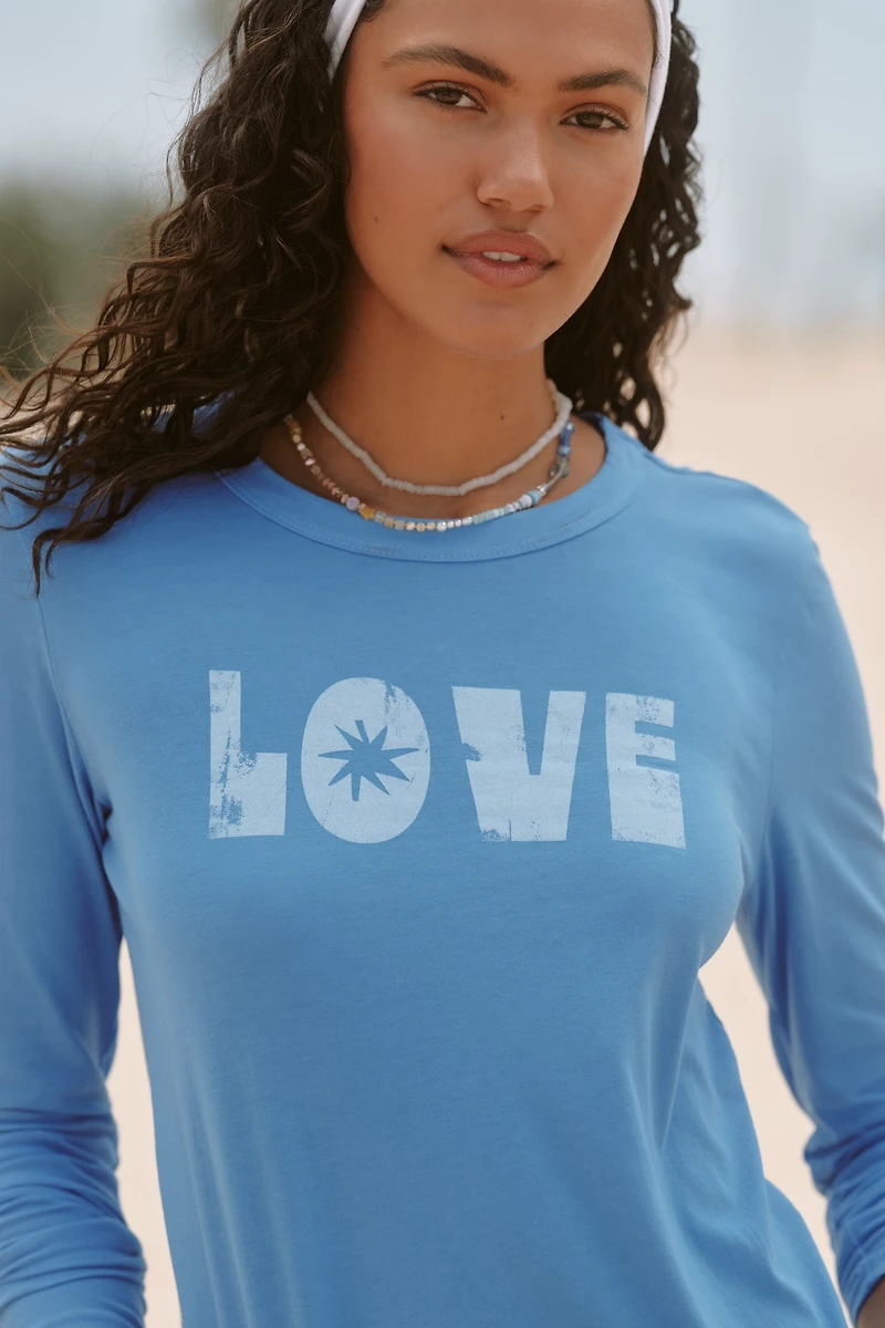 Sundry Love Long-Sleeve Crew-Neck Graphic Tee