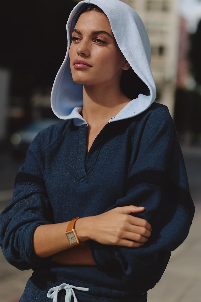 Sundry Placket Hooded Sweatshirt